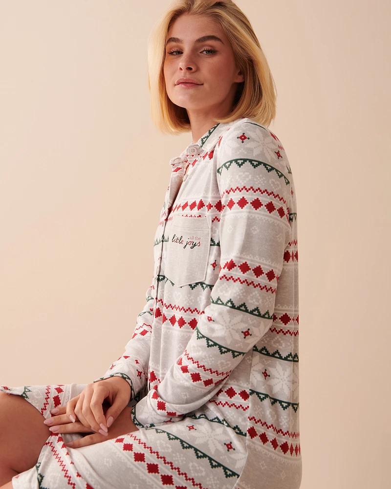 Recycled Fibers Fair Isle Long Sleeve Sleepshirt