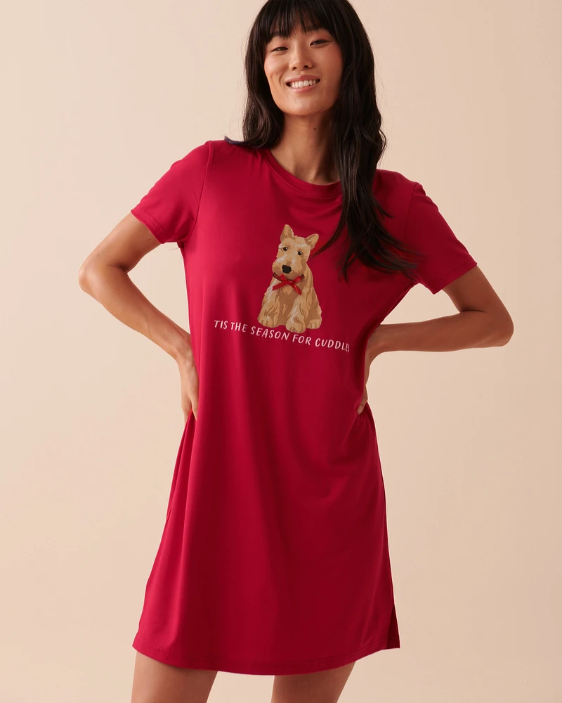 Chemise de nuit ultra douce à motif chien scottie