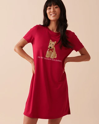 Chemise de nuit ultra douce à motif chien scottie