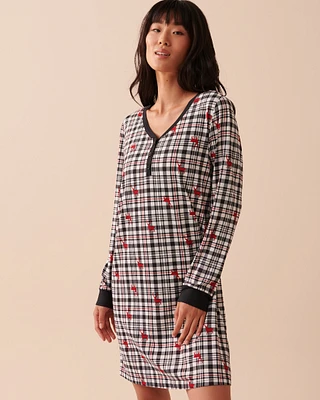 Chemise de nuit manches longues ultra douce à motif cerf