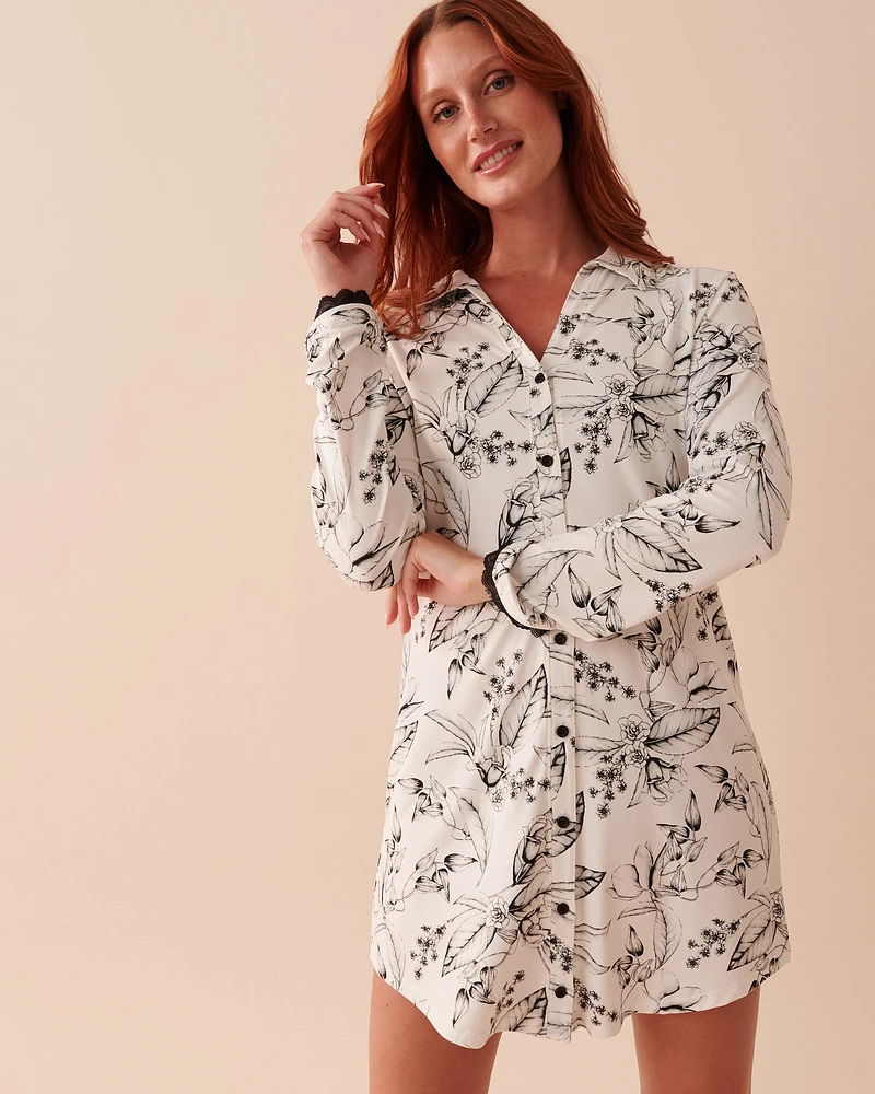 Chemise de nuit à fleurs hivernales ultra douce