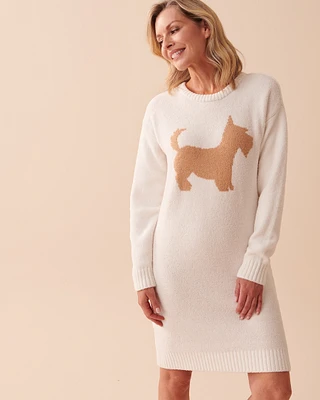 Scottie Print Chenille Long Sleeve Sleepshirt