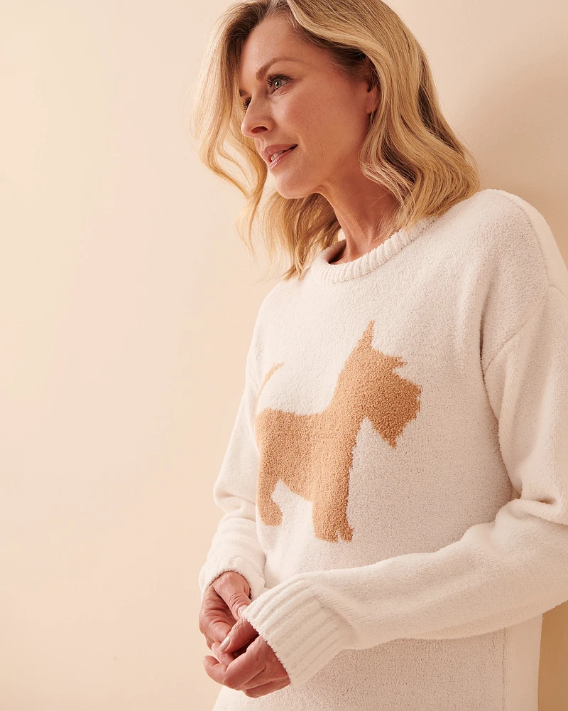 Chemise de nuit en chenille à motif chien scottie