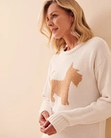 Scottie Print Chenille Long Sleeve Sleepshirt