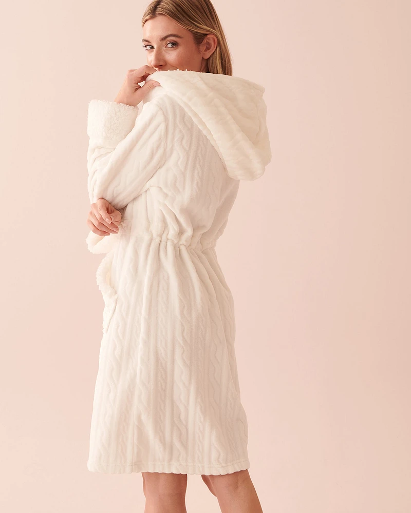Cable Knit Hooded Robe
