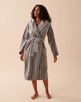 Recycled Fibers Soft Cable Knit Hooded Robe
