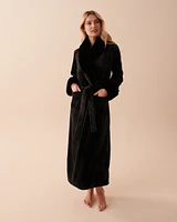 Robe de chambre en peluche avec col fausse fourrure