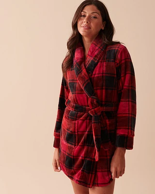Robe de chambre à carreaux buffalo en peluche douce