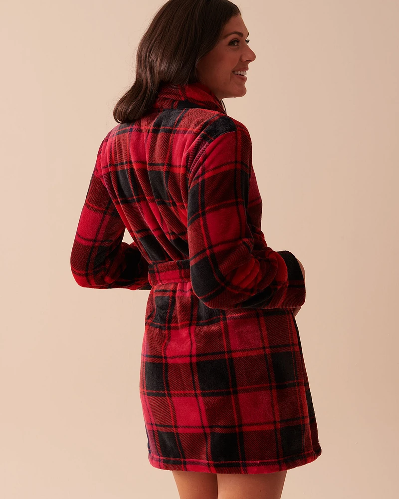 Robe de chambre à carreaux buffalo en peluche douce