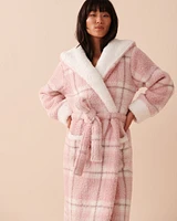 Robe de chambre à carreaux en sherpa