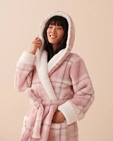 Robe de chambre à carreaux en sherpa
