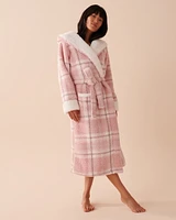 Robe de chambre à carreaux en sherpa