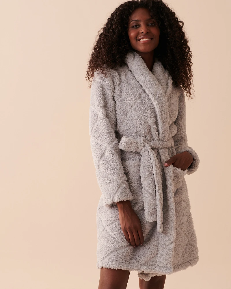 Robe de chambre à effet matelassé en peluche douce