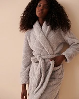 Robe de chambre à effet matelassé en peluche douce