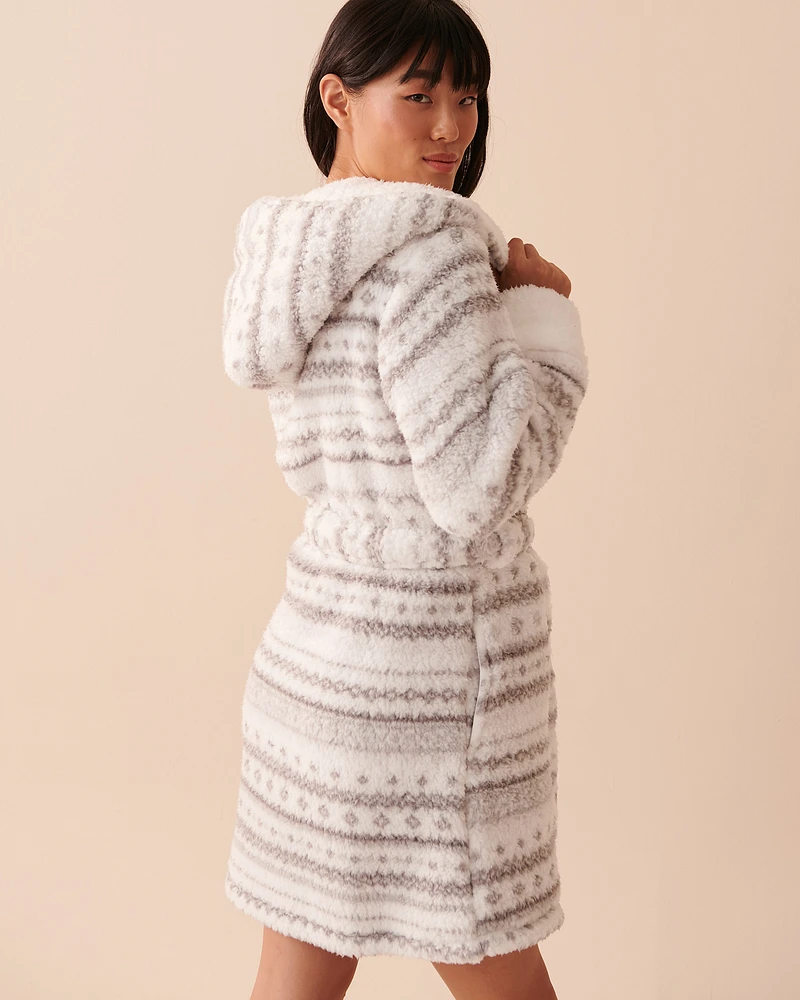 Robe de chambre imprimé nordique en sherpa