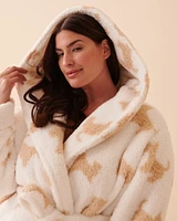 Scottie Print Sherpa Robe