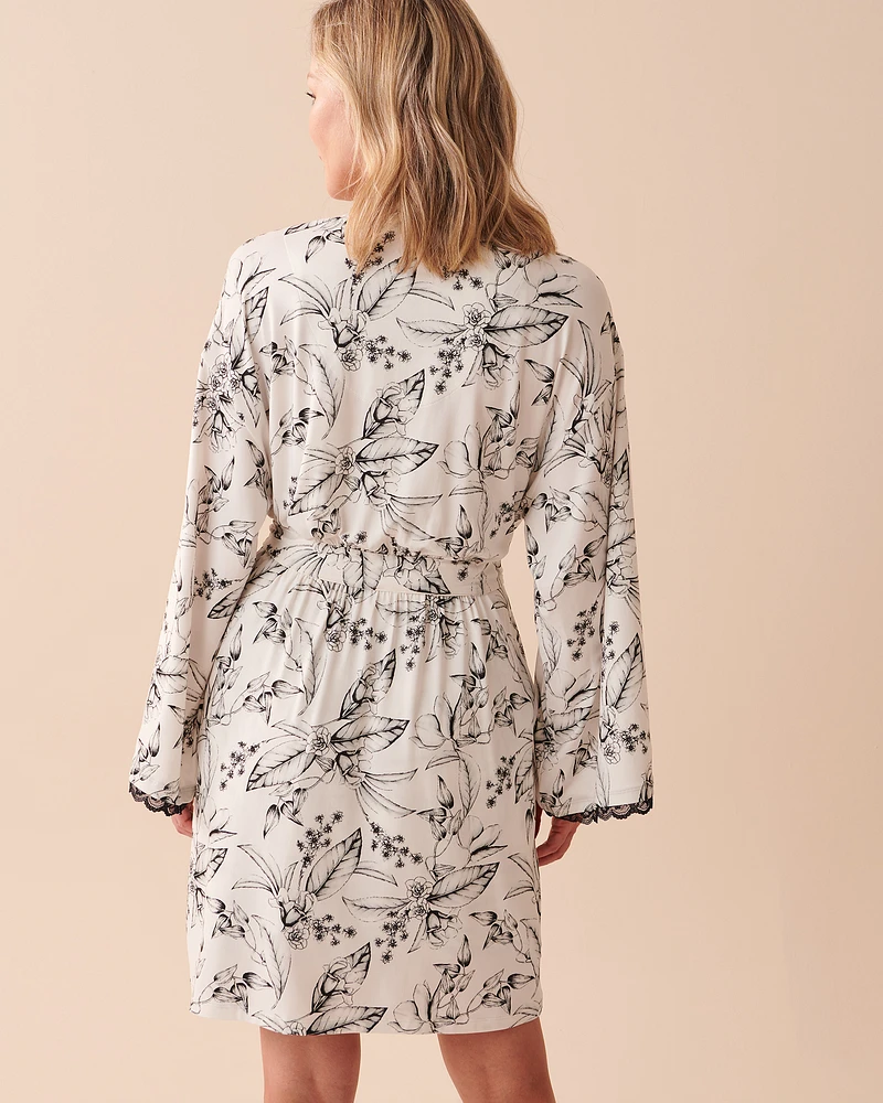 Kimono à fleurs hivernales ultra doux