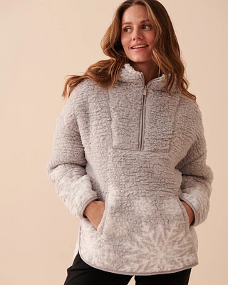 Snowflakes Zip-Up Sherpa Sweatshirt