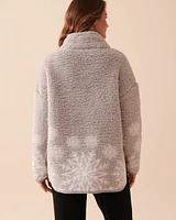 Snowflakes Zip-Up Sherpa Sweatshirt