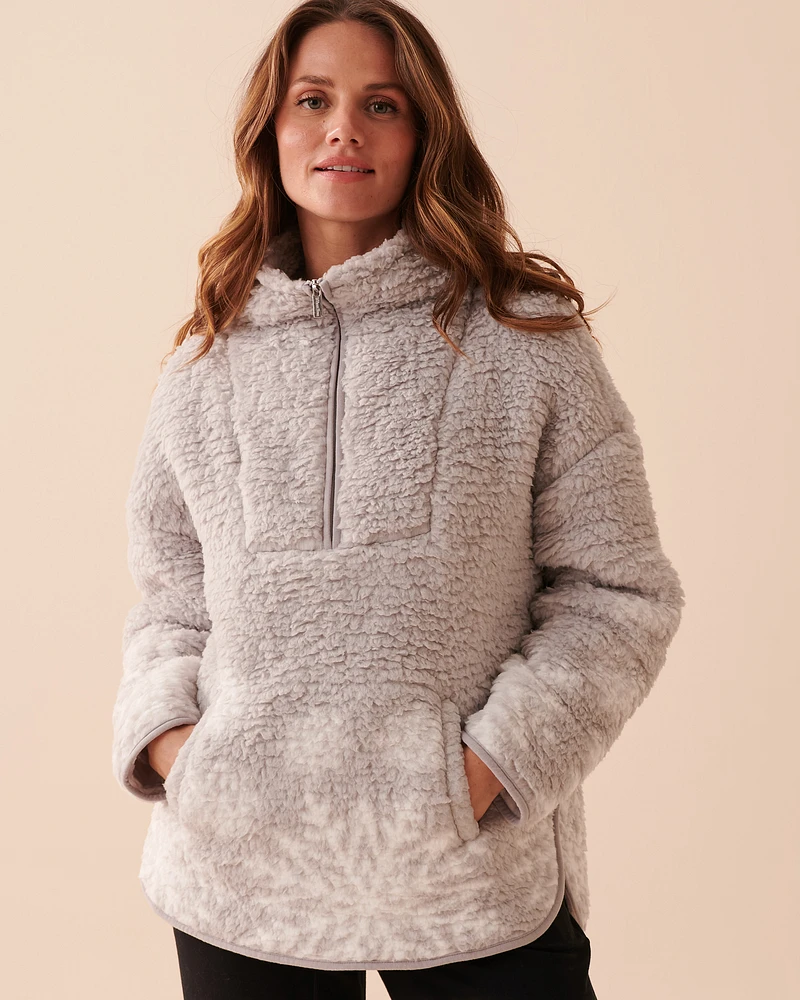 Snowflakes Zip-Up Sherpa Sweatshirt