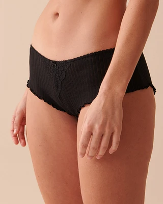 Ribbed Lace Detail Hiphugger Panty