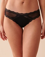 Mesh and Lace Trim Bikini Panty