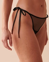 Glitter Dots Mesh and Side Tie Thong Panty