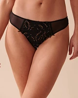 Lace and Mesh Thong Panty