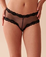 Glitter Dots Mesh and Lace Trim Cheeky Panty
