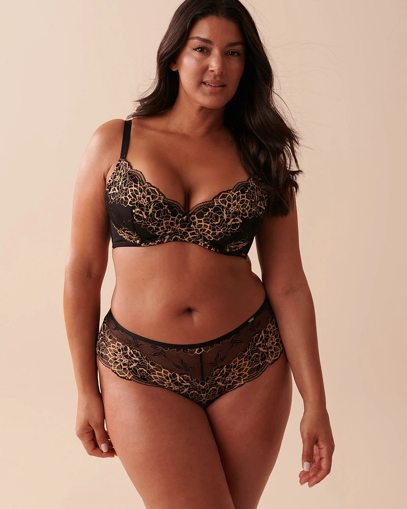 Shimmering Lace and Mesh Cheeky Panty