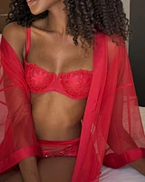 Floral Applique Mesh High Waist Bikini Panty