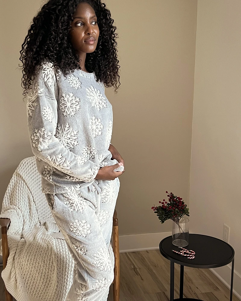 Ensemble pyjama à flocons en peluche douce