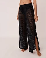 Pantalon jambe large en crochet