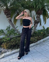 Pantalon jambe large en crochet