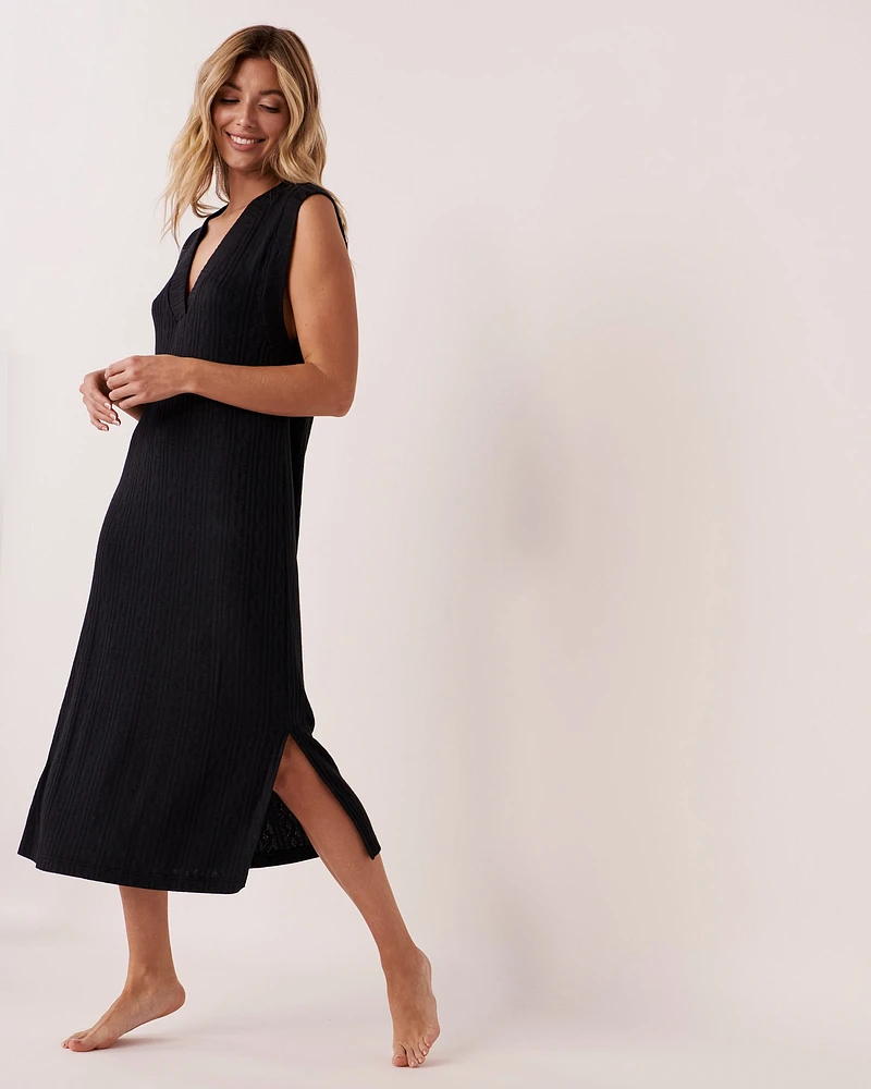 Cable Knit Cap Sleeve Long Dress
