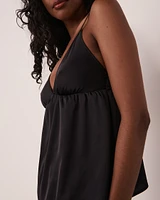 Black Satin Deep Plunge Cami