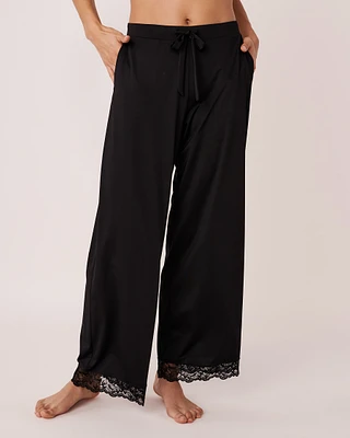 Lace Trim Wide Leg Pants