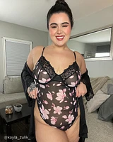 Lace and Mesh Floral Teddy