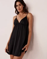 Black Satin Deep Plunge Nightie