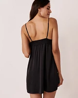 Black Satin Deep Plunge Nightie