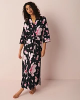 Long kimono fleuri en fibres recyclées