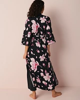 Long kimono fleuri en fibres recyclées