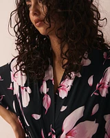 Long kimono fleuri en fibres recyclées