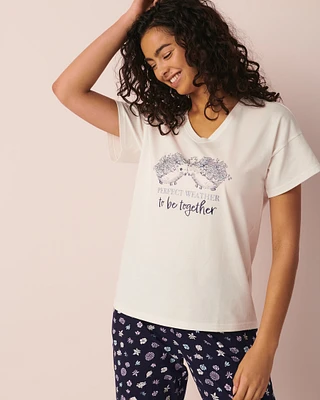 T-shirt col en V coton