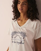 T-shirt col en V coton