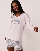 Cotton V-neck Long Sleeve Shirt