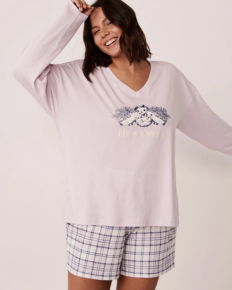 Cotton V-neck Long Sleeve Shirt