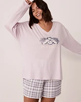 Cotton V-neck Long Sleeve Shirt