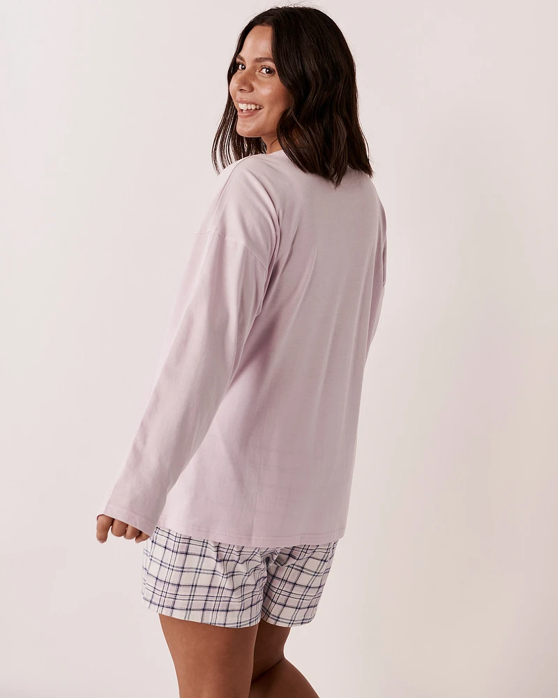 Cotton V-neck Long Sleeve Shirt