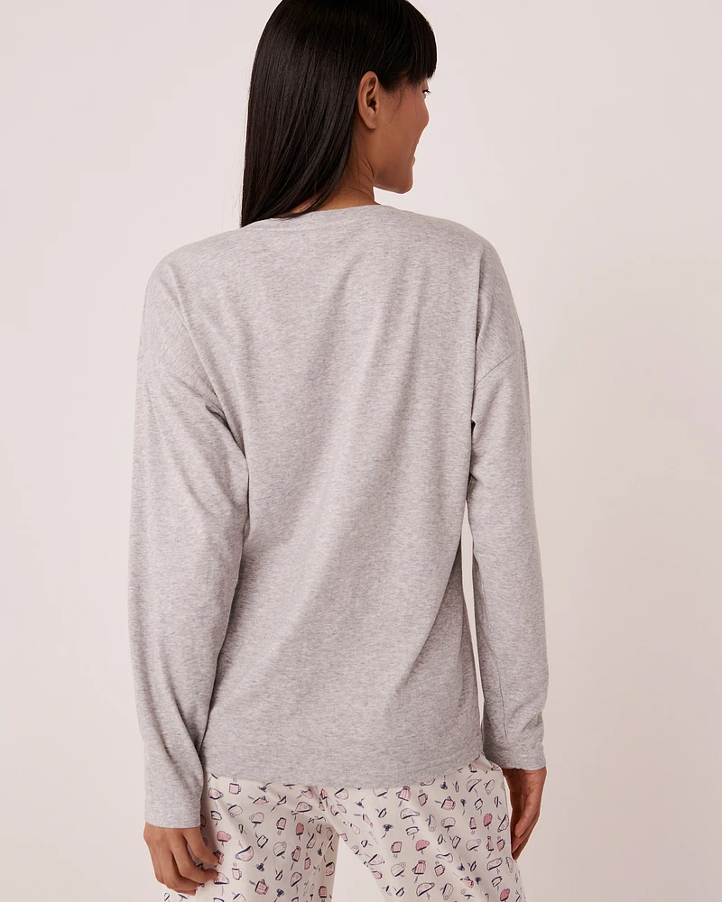 Cotton Crew Neck Long Sleeve Shirt